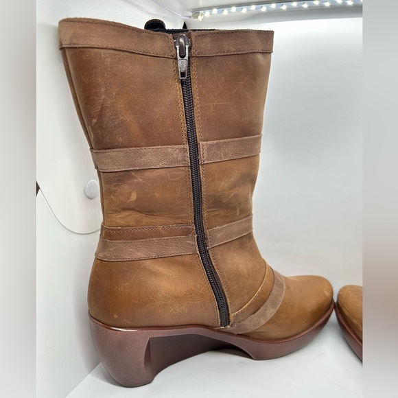Naot Brown Leather Mid Calf Wedge Boots Size 8 EU 39 - Picture 4 of 12